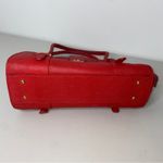 Stauer Red Gold Wheel Turnlock Zipper Handbag Satchel Purse Top Handle Bag Photo 6