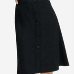 Everlane Swing Button Skirt Size 10 Black NEW Modern Minimalist Career Work Photo 0
