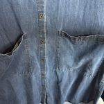 Eileen Fisher Dress Midnight Blue Denim Cotton Blend Mandarin Collar Medium Photo 1