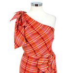 J.Crew Ocho One-Shoulder Plaid Bow Detail Special Occasion Dress Orange Size 6 Photo 2