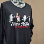 Cacique "Silent Nights Are Overrated" Celebrating Penguins  Black Long Sleeve Top Photo 1