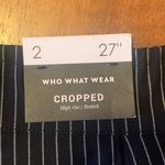 Who What Wear  NWT Pants Black White Striped Cropped High Rise Stretch Photo 4