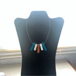 Vintage Glass, Bead, and Wire Necklace Blue White Orange Silver Photo 2