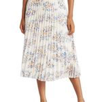 Vince Camuto Pleated Midi Skirt Ivory Blue Lavender Lined Womens size Medium Photo 0