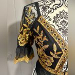 Cloud Ten  Black and Gold Embroidered Bodysuit Top Photo 2