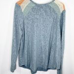 Ces Femme Blue Knit Shoulder Long Sleeve Shirt Women's Plus Size 1XL NWOT Photo 0