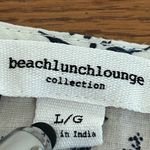 Beach Lunch Lounge Sleeveless Floral Blouse White Blue Size L Photo 3
