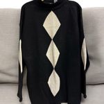 Vtg 80's 90's Y2K Contempo Casuals Black Ivory Harlequin Tunic Sweater Women's M Size M Photo 0