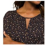 West Kei ‎ Womens Blouse Sz S Casiya Tie Front Navy Blue Leopard Print Stitch Fix Photo 1