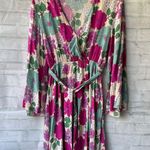 Vibrant Floral Wrap Midi Dress Pink Size M Photo 0