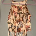 Lovely Day Cropped Suede Fringe Floral Top Photo 0