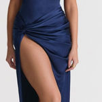 House Of CB  'Roxanne' Navy blue Thigh Slit‎ Maxi Dress NWOT size S Photo 0