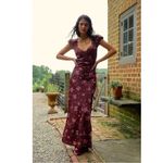 Free People  Dainty Lace Retro 90s Butterfly Babe Maxi Dress Brown Combo Medium Photo 15
