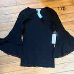 Stitch Fix NWT  Black Design Store Woven Sleeve Knit Top Smocked Sleeves XL Photo 0