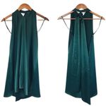 Gianni Bini  Green Satin Halter Mini Dress Backless Mod 60s Minimalist‎ Large New Photo 2