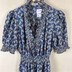 Max Studio  V-Neck Puff Sleeve Tiered Dress Size Small Blue Floral Summer Maxi Photo 3