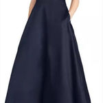 Monique Lhuillier High Neck Evening Gown Dress Navy Pockets Photo 1