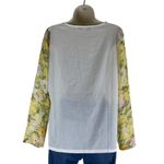 Lovers + Friends Floral Printed Long Sleeve Sheer Top White Yellow Size M Photo 5