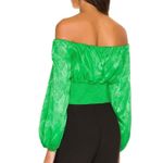 AFRM Shirt Womens Small Fem Green Jonas Top Satin Crop Off Shoulder Going Out Photo 11