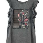 Mic and Jax Gray Desert Scene Cactus Flutter Sleeve Top Size Large Photo 0