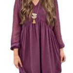 Matilda Jane Purple Polka Dot Festive Fancy Empire-Waist Dress Sz. M Long Sleeve Photo 0