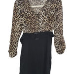 Forever 21  Leopard Print and Black Long Sleeve Dress Photo 0
