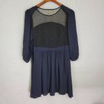 The Korner Womens Dress Size L Navy Beaded 3/4 Sleeve Sheer Back A Photo 6