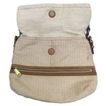 Fossil  Explorer Purse Canvas Leather Cream Fold Over Boho Beach Coastal Large Photo 1