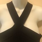 Allie Rose Cross Halter Ribbed Knit Sz. M Black Stretch Summer Sexy Cropped Photo 4