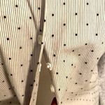 New York & Co. .|| Black/white striped dot collared button down long sleeve top Photo 8