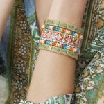 Nwot Roxanne assoulin Geometric Stretch Bracelet set of three Orange Photo 5