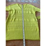 Free People Neon Green Open Knit Sweater XS Long Sleeve V Neck Cotton Blend Photo 4