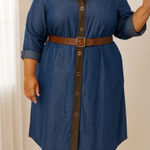 Soft Surroundings Urbina Tencel Chambray Denim Shirt Dress Faux Suede Trim Sz 2X Photo 0