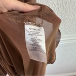 Vince  Brown High Neck Pleated Midi Dress Size Large Photo 6