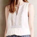 Anthropologie One September Pasto Embroidered Beaded Split Neck Blouse Petite XS Photo 0