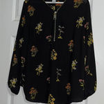 Carmen Marc Valvo Carmen - Black Floral Blouse Silver Zipper - 1X Photo 0