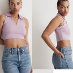 Madewell Polo Crop Tank Top Vibrant Lilac Purple Ribbed Cropped Size Small NEW Photo 8