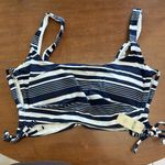 Aerie  Blue White Stripe Tie Side Crop Bralette bikini Top Small Photo 1