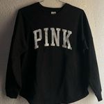 PINK - Victoria's Secret PINK Sweatshirt Black with Silver Glitter Graphic front Crew Neck Long Sleeves M Photo 0