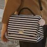 BELO HORIZONTE | Navy White Nautical Satchel Long Strap Handle Bag Purse Hampton Blue Photo 1