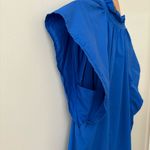 Avara Elaine Tiered Mini Dress Blue Ruffle Neck Poplin Cotton Bright Blue Sz XL Photo 8