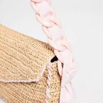 Pamela Munson Las Olas Raffia Shoulder Bag Pink Ribbon Strap Purse Straw Photo 2