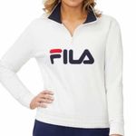 FILA spell out logo embroidered quarter zip sweatshirt pullover in white size M Photo 1