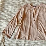 Olivaceous Light Pink Tan Boho Flowy Tassel Tie Key Hole Neck Long Sleeve Top Photo 60