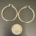 Vintage Signed 925 Sterling Silver 1.5” Hollow Tube Hoop Earrings 4g. Photo 5