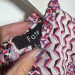 Fate Top Women L Pink Purple Long Sleeve Modest Abstract Ruffle Blouse Career Size L Photo 3