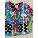 Vintage 80s Maximalist Twee Floral Sequin Polka Dot Button Photo 5