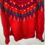 Time & Tru  Red Festive Fuzzy Knit Pullover Sweater L Photo 5