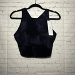 CRZ Yoga NWT Black Tie Dye Flowers Sports Bra Crop Top Athletic Workout Size XL Photo 3