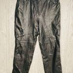 Vintage metro style black leather pants size 16p biker / punk / retro pants Photo 2